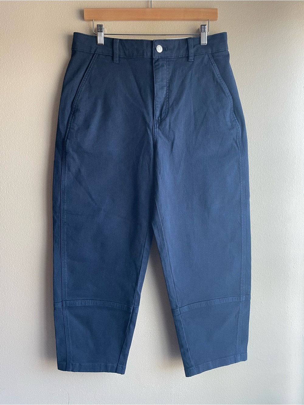New Everlane Women Navy Blue Barrel Cotton Pants Size 12R
